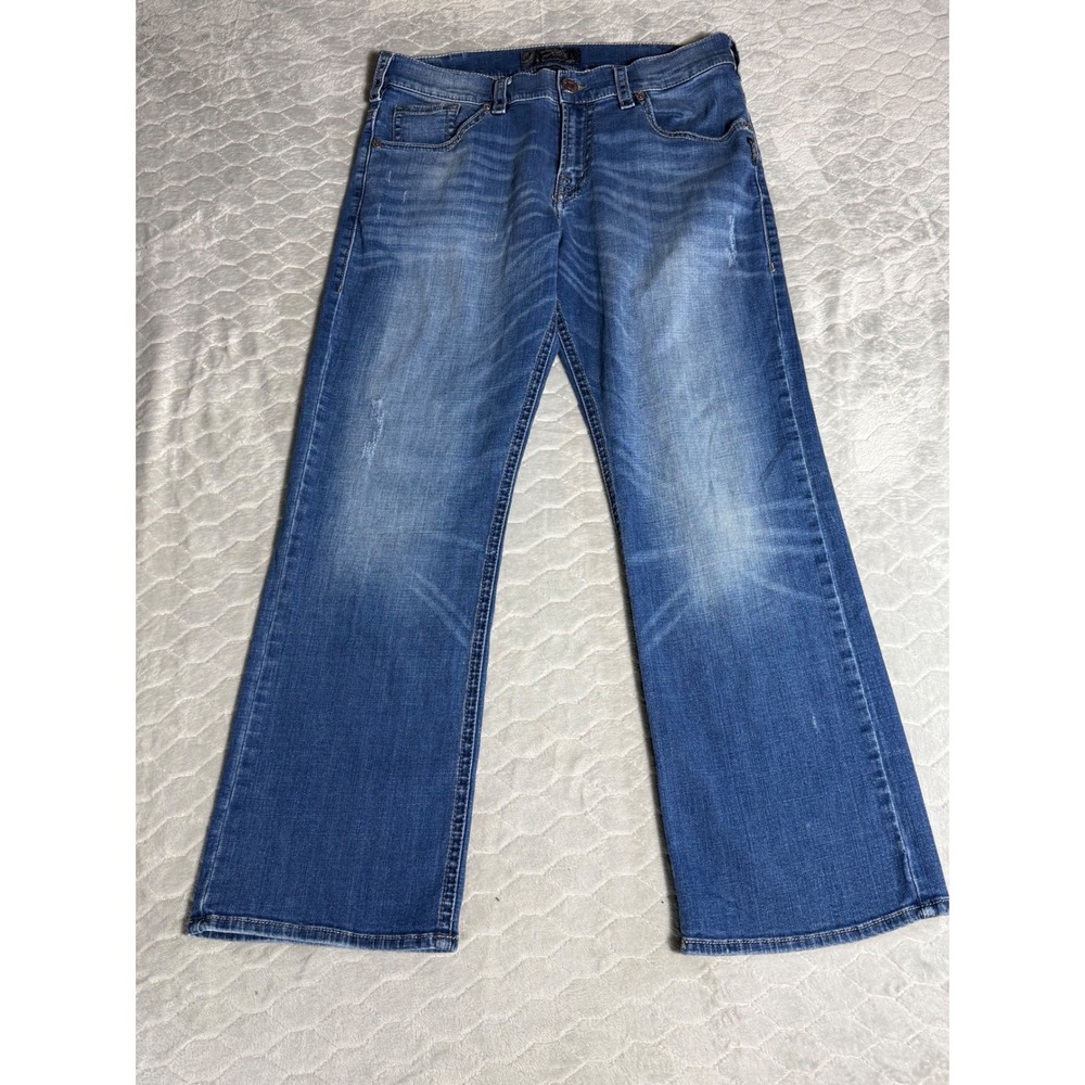 Silver Jeans Co Gordie Loose Fit Baggy Faded Blue Denim Jeans 34x31 M83456SDG241
